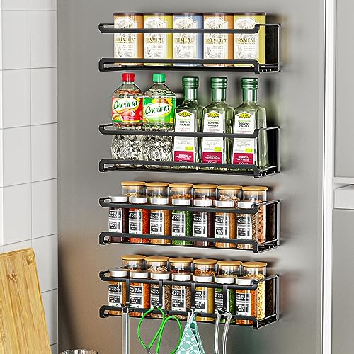 4 Pack Magnetic Spice Rack for Refrigerator Organizer