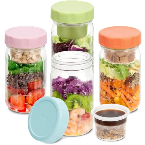 4 Pack SOLIGT Glass Salad Jars with Lids