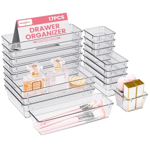 17 Pack Drawer Organizer Trays for Makeup, Desk, Kitchen