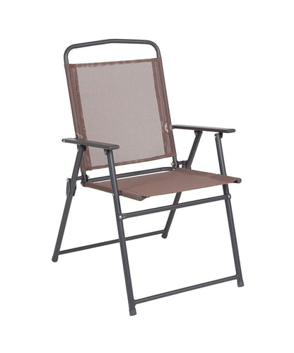 Flash Furniture Nantucket 6-Piece Patio Dining Set with Glass Table, 4 Folding Chairs, and Umbrella, Outdoor Patio Table, Chairs, and Umbrella Set, Black
