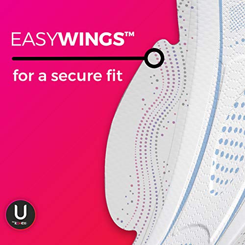 U by Kotex CleanWear Ultra Thin Feminine Pads with Wings, Regular Absorbency, 32 Count