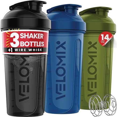 3 Pack 14oz Protein Shaker Bottles