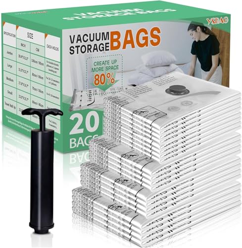 20 Pack Vacuum Storage Bags for Clothes & Blankets
