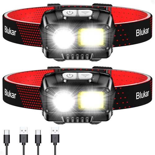 2 Pack LED Rechargeable Headlamp, 2000 Lumen Waterproof