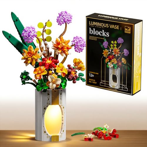 890 Piece Flower Bouquet Building Set with Vase