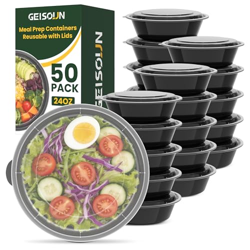 50 Pack 24oz Meal Prep Containers with Lids