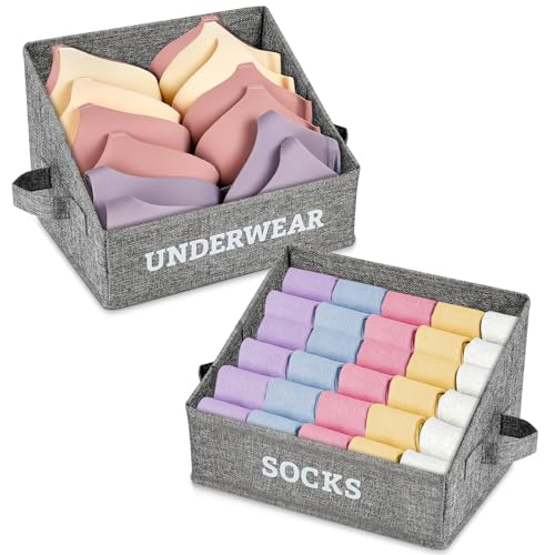 2 Pack Foldable Underwear and Sock Drawer Organizers
