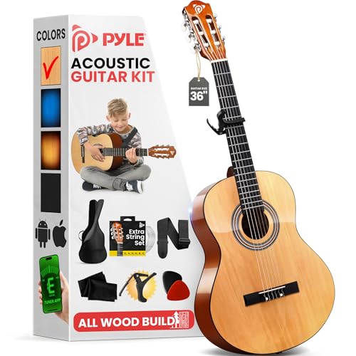 Pyle 36" Beginner Acoustic Guitar Kit with Accessories