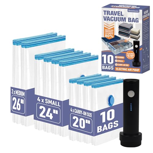10 Pack Vacuum Storage Bags with Rechargeable Pump