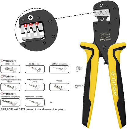 Qibaok Crimping Tool Kit Dupont Ratcheting Crimper Plier Set with 460pcs 2.54mm JST-XH Connectors and 1550PCS 2.54mm Dupont Connectors