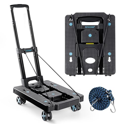 Folding Portable Dolly Cart, 4-Wheel, 110 lbs Capacity