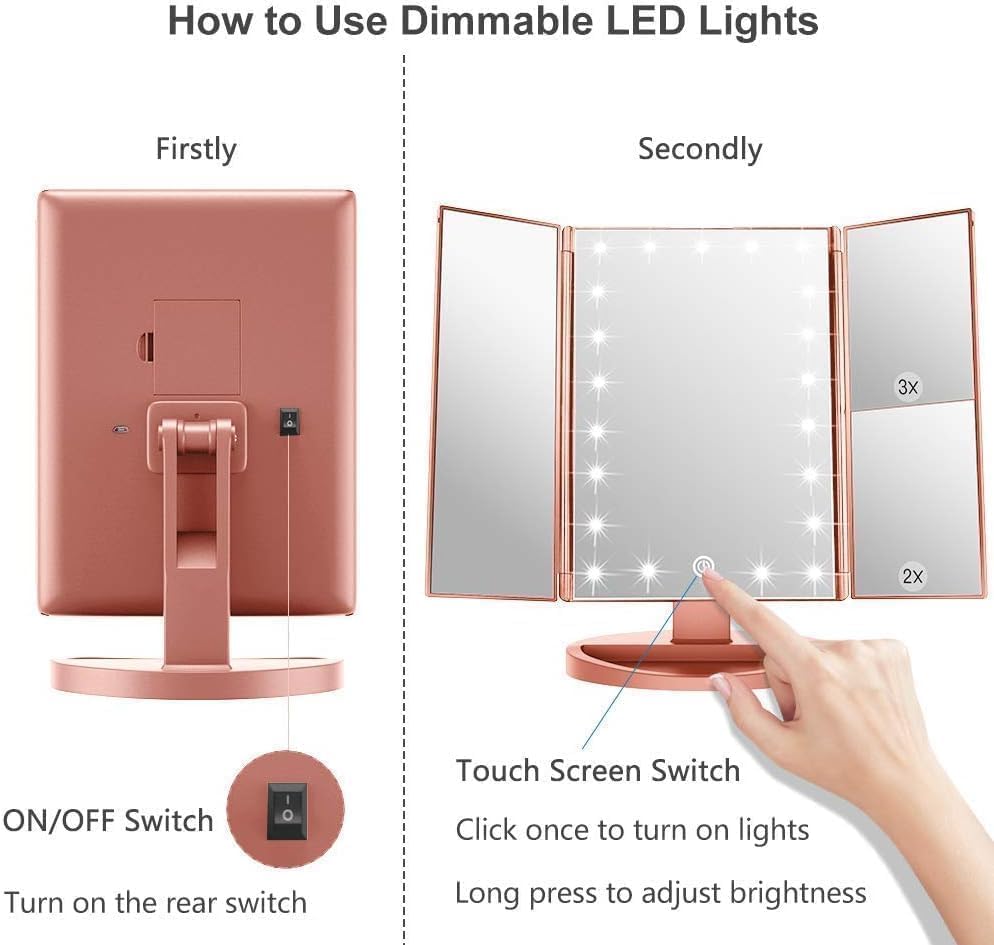 WEILY LED Touch Screen Makeup Mirror with Magnification