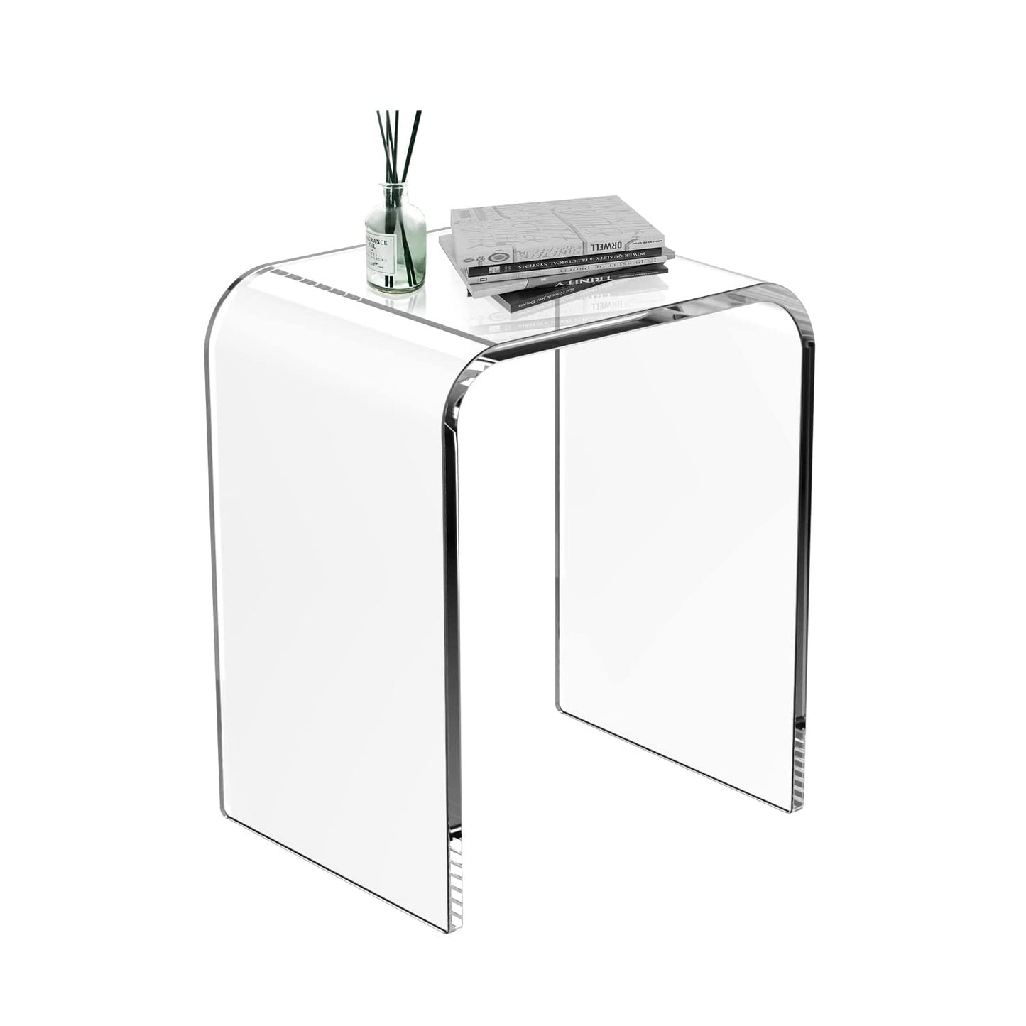 Clear Acrylic End Table with Waterfall Edges