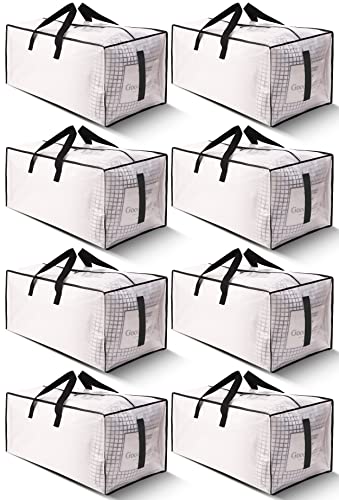 8 Pack Large Moving Bags with Zippers, Heavy Duty