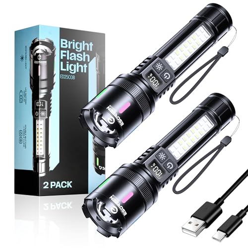 2 Pack Rechargeable High Lumen LED Flashlights