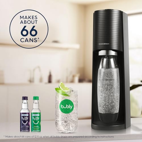 SodaStream Terra Sparkling Water Maker Bundle (Black), with CO2, Dishwasher Safe Bottles and Bubly Flavors Drops