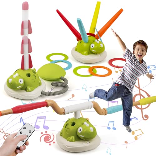 3-in-1 Dinosaur Rocket Launcher Ring Toss Toy for Kids