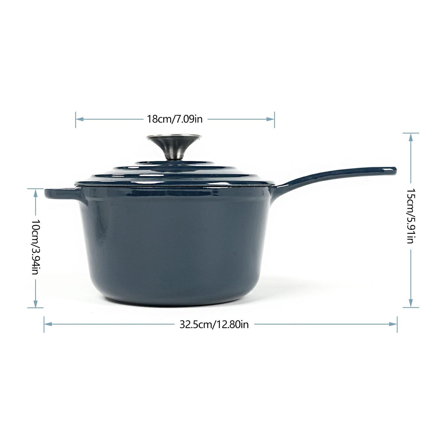 2QT HAWOK Enameled Cast Iron Saucepan with Lid