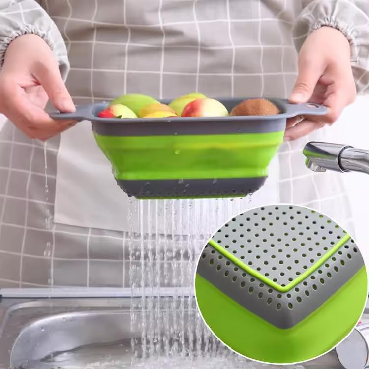 3 Pack Silicone Collapsible Colanders for Easy Storage