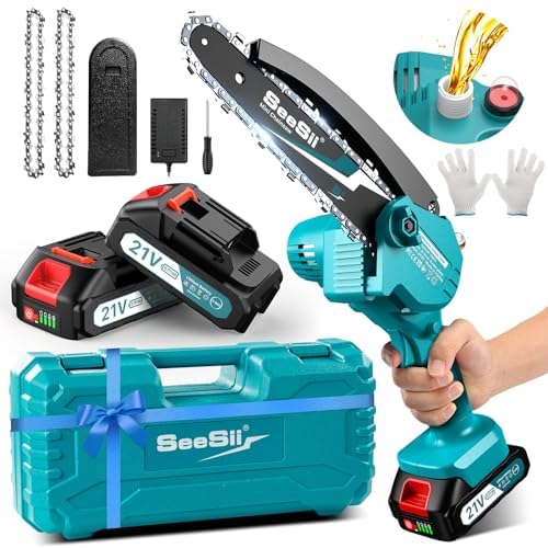 Seesii 6" Cordless Mini Chainsaw with Batteries