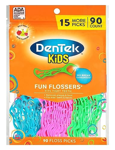 90 Count DenTek Kids Floss Picks Plaque Remover