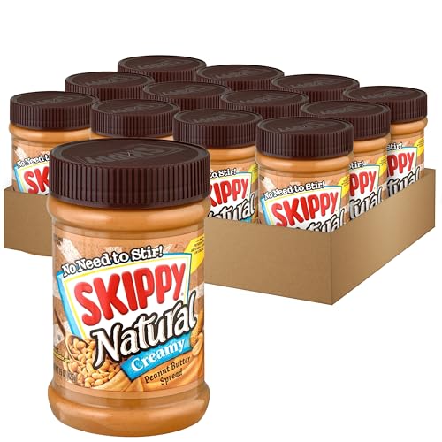 12 Pack SKIPPY Natural Creamy Peanut Butter Spread 15oz