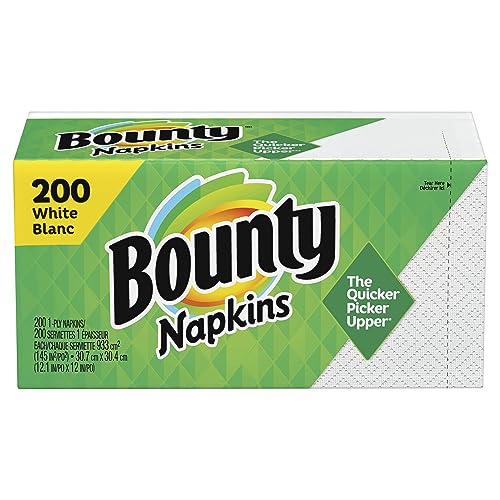 Bounty Paper Napkins, White, 1 Pack, 200 Sheets per Pack