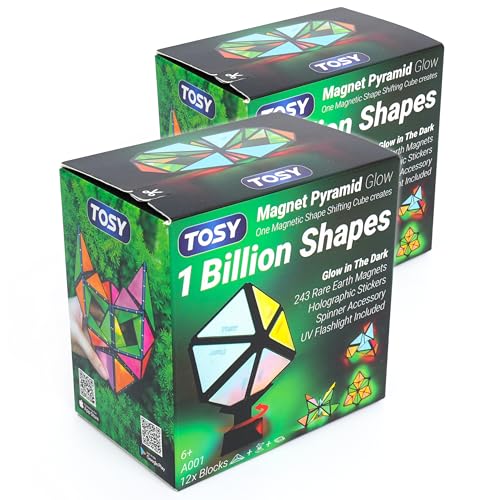 2 Pack TOSY Magnetic Glow Pyramid Puzzle Toy