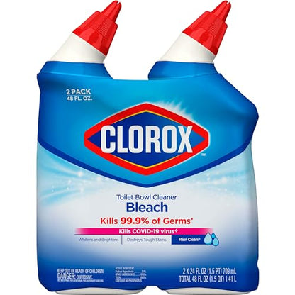 Clorox Toilet Bowl Cleaner, Rain Clean - 24 Ounces, Pack of 2 (Package May Vary)