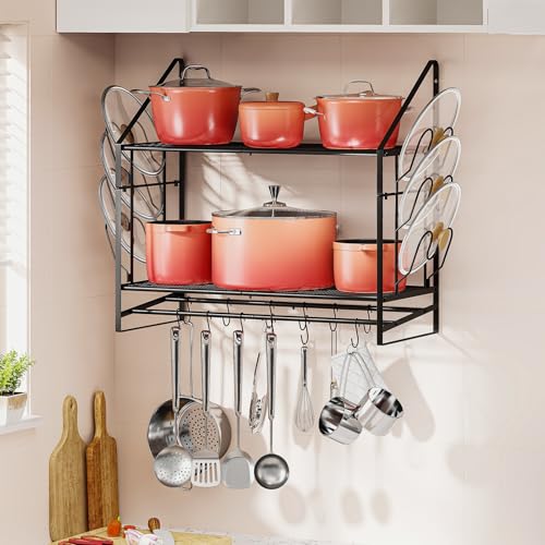 28-Inch Wall Mounted 2-Tier Pot and Pan Rack
