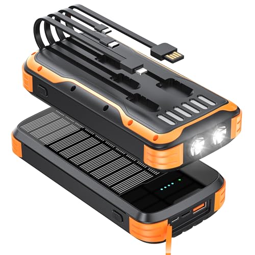 40000mAh Solar Power Bank Charger with Built-in Cables