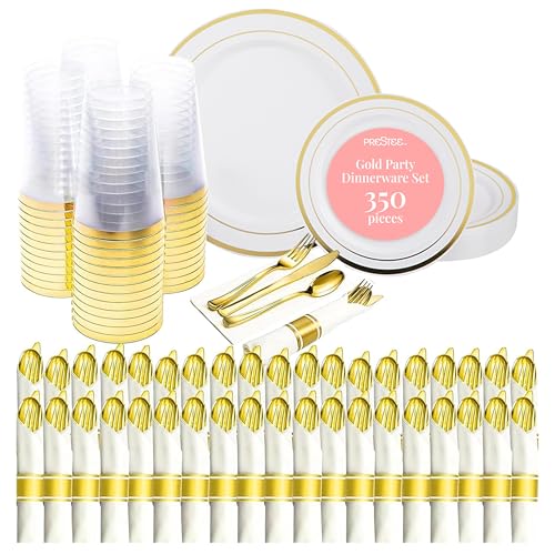350 Piece Prestee Disposable Dinnerware Set for Parties