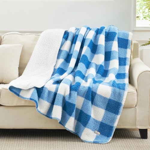 Cozy Bliss Reversible Sherpa Buffalo Plaid Throw Blanket