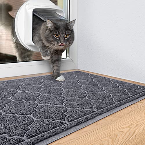 LuxStep Door Mat Large 24x36 Inch Indoor Outdoor Doormat, Non-Slip Low-Profile Design Floor Mat, Durable Trap Dirt and Dust Front Door Welcome Mat for Entryway,Patio,Garage, Grey