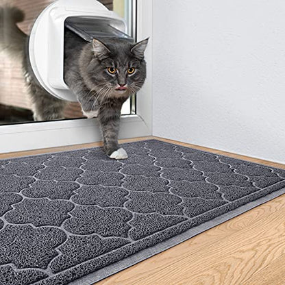 LuxStep Door Mat Large 24x36 Inch Indoor Outdoor Doormat, Non-Slip Low-Profile Design Floor Mat, Durable Trap Dirt and Dust Front Door Welcome Mat for Entryway,Patio,Garage, Grey