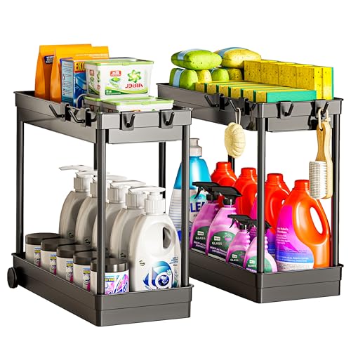 2 Pack Under Sink Organizer, 2 Tier Storage Shelf