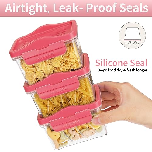 HOMER Food Storage Containers with Lids Airtight - 9 PCS BPA Free Plastic Containers Set for Kitchen Pantry Organize Cereal, Coffee, Pasta, Rice, Sugar, Flour - Labels & Marker
