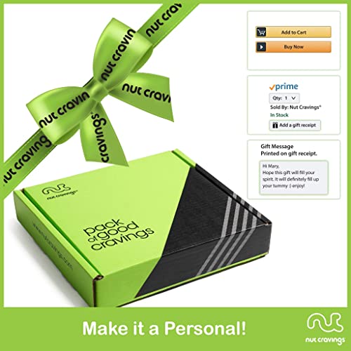 Nut Cravings Gourmet Collection - Mixed Nuts Gift Basket + Green Ribbon (4 Assortments) Arrangement Platter, Birthday Care Package - Healthy Kosher USA Made