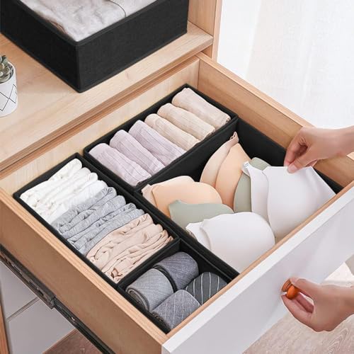 HaydeMan Drawer Organizer for Clothing (12-Pack, Black) - Easy Organize Your Wardrobe Closet, Dresser, Makeup or Bathroom. Ideal for Sorting Underwear, Socks, Bras, Ties, and More.