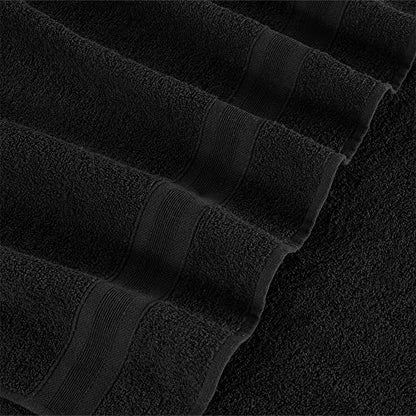 Quick-Dry, Soft & High Absorbent Washcloths Towels 13"x13" Cotton Turkish Bath Towel Set of 4 | Daily Use 100% Cotton Towels for Bathroom Gym & More | Bathroom Towels Set (4 Pcs, Black)