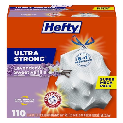110 Pack Hefty 13 Gallon Ultra Strong Kitchen Trash Bags Scented