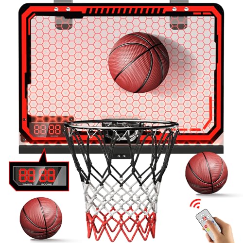 Indoor Mini Basketball Hoop with LED Scoreboard for Kids