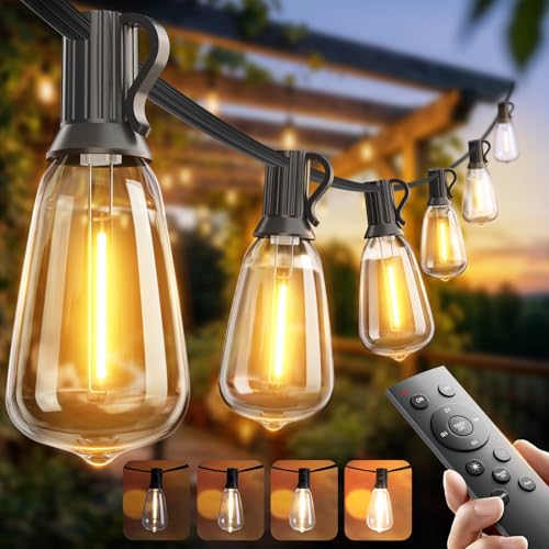 100FT Dimmable LED Outdoor String Lights with Remote