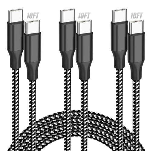 3 Pack 10FT 60W USB C Charging Cables