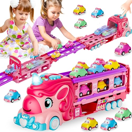 Unicorn Car Toy Carrier Truck with Lights and Sound