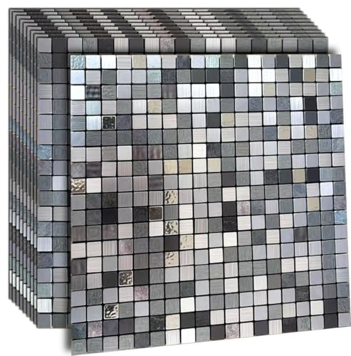 10 Pack Peel and Stick Aluminum Backsplash Tiles