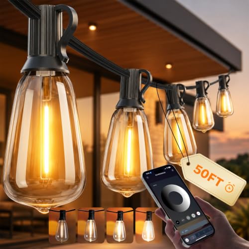 50FT Smart Dimmable Outdoor String Lights
