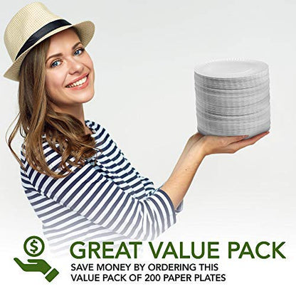 200 Count Disposable Paper Plates by Stock Your Home