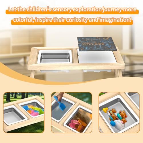 Kids Table and Chairs, Kids Table and 2 Chair Set, Sensory Bin Table with Memory Chess, Toddler Activity Table with Toddler Drawing Board, Sensory Sand Table with Lid, Kids Art Table for Kids 2-5