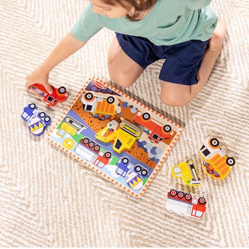 Melissa & Doug Construction Vehicles Wooden Puzzle Set